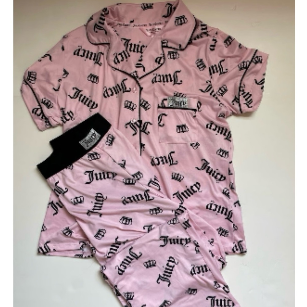 Juicy Couture Light Pink Logo Crown 2 Piece Pajamas Set Sz. Medium